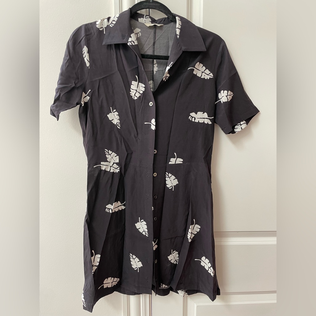 Capulet Mini Shirt Dress, Leaf Print - Sz S